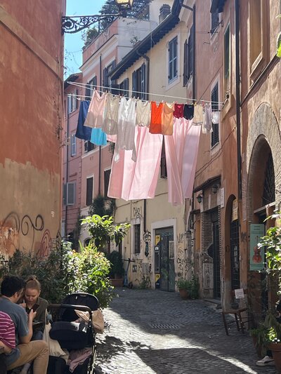 Laundry hanging outside in Rome
