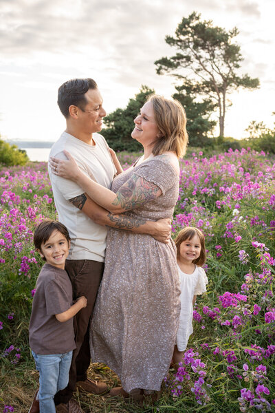 Family hugging at the beach. Seattle Family Photography