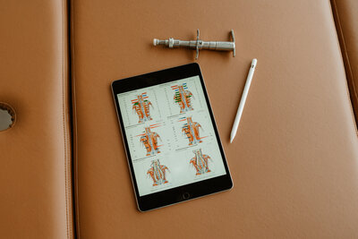 ipad with health care information and chiropractic tool