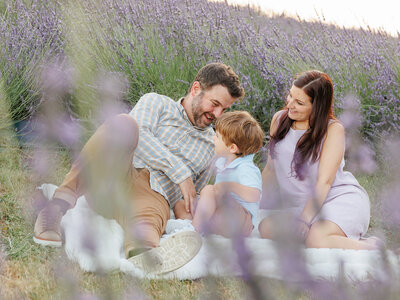 family photo session in lavender field in Philadelphia