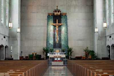 Christ the King Catholic Church ahead of a catholic wedding Mass in downtown nashville.