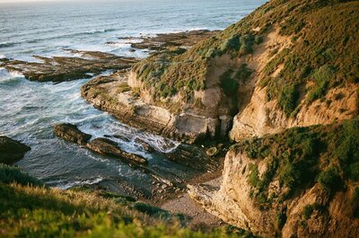 Oceanfront cliffs in Puerto Rico photographed by wedding photographer for scenic destination wedding gallery


