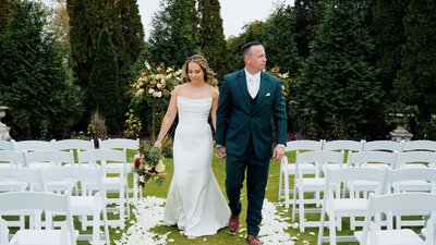 luxury wedding couple posing inside Hotel Carmichael Carmel Indiana