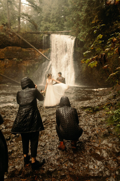 shooting in the rain at waterfall