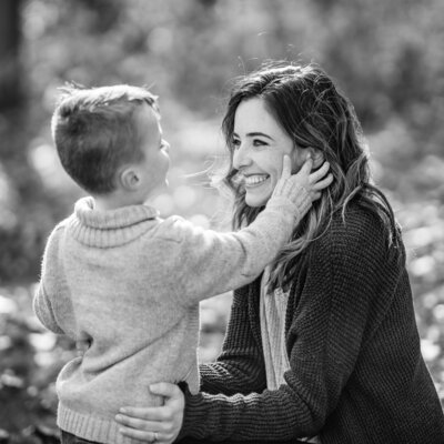 Photographer Kristin O'Donnell interacting with her son  at a park in  New Jersey.