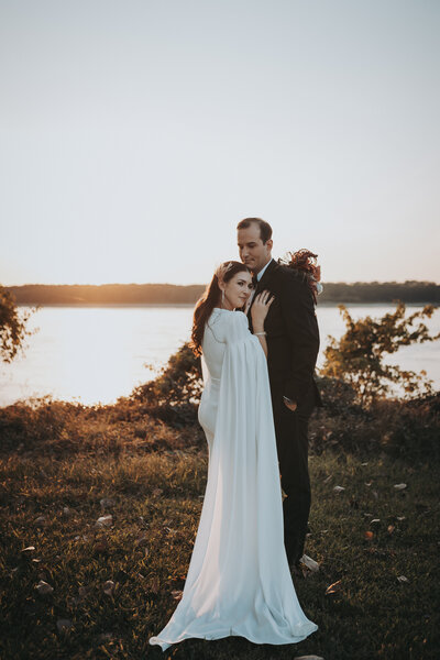 Wedding portrait on the Mississippi River in Memphis