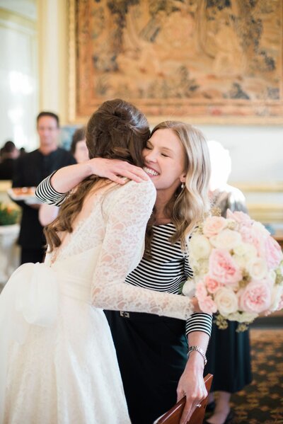 Bride hugging Carrie from Mac & B Events