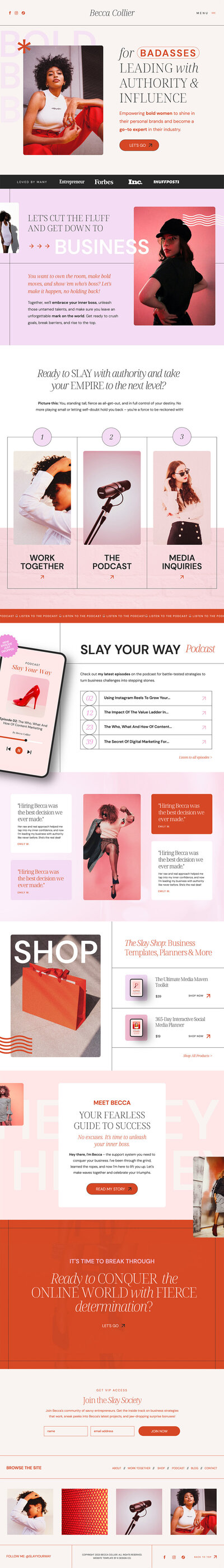 kimberly showit website template homepage design for coachhes and course creators