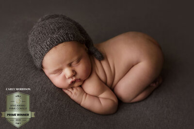 Prime award  from the 2021 AFNS Prime Awards    photography competition badge  on winning  newborn photo