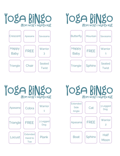 Yoga Bingo for Kids | Yoga Game for Kids | Wolf & Whimsy Kids
