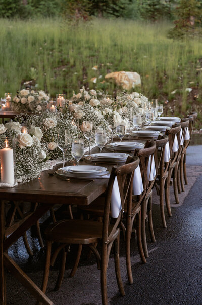 A whimsical intimate dinner in the trees.