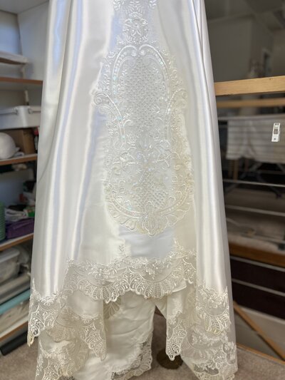 vintage heirloom wedding gown to restyle into a modern custom bridal veil