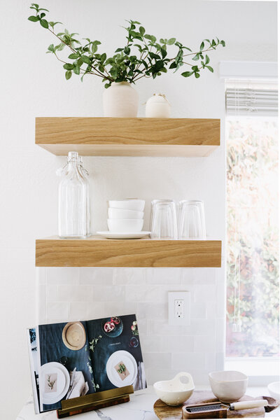 Styled kitchen shelves