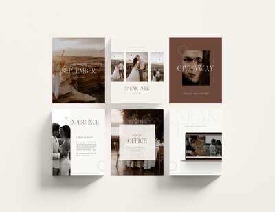Editorial Instagram post templates for wedding photographer