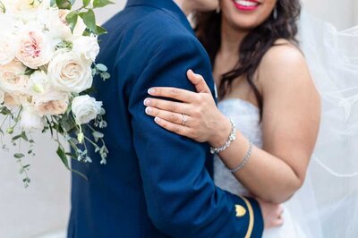 Military wedding photography of bride and groom in Virginia