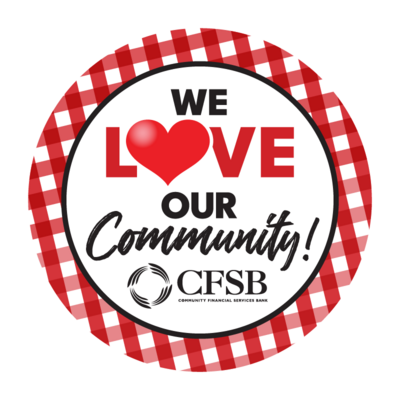 Photo booth Community Cookout signs for Community Financial Services Bank design by Amanda Newman Design in Paducah, Kentucky