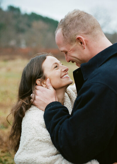 bride and groom at elopement in stowe vermont