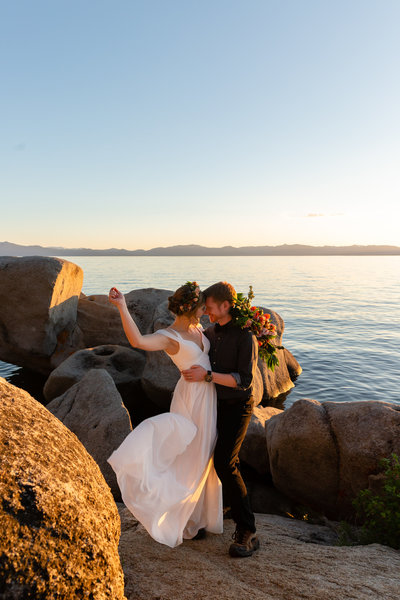Sunset elopement at Lake Tahoe