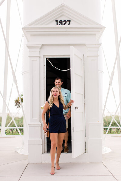 engaged couple celebrating on Boca Grande Island in Florida
