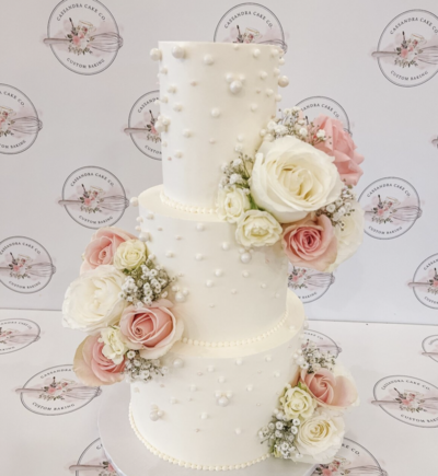 A wedding cake designed by Cassandra Cake Co.