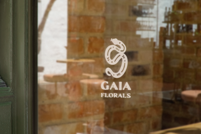 Gaia Florals window decal mockup