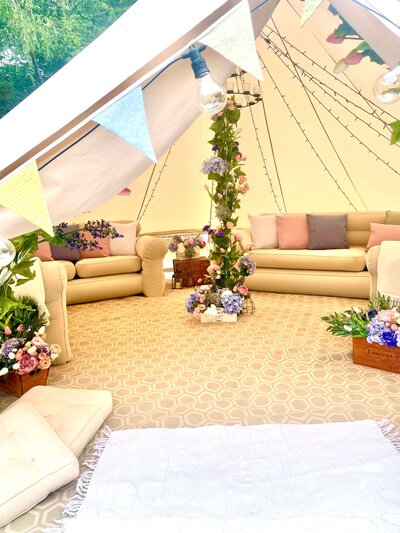 Blue and pink bell tent opening 2