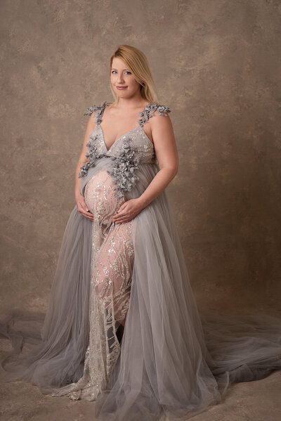 Maternity Photoshoot in Flower Dress by Lara King Photography