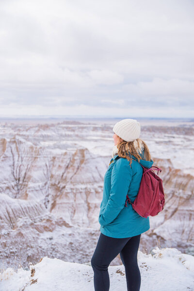 Julia Bocchese hiking in South Dakota