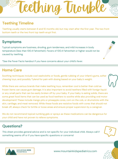 Picture of Printable teething Handout PDF