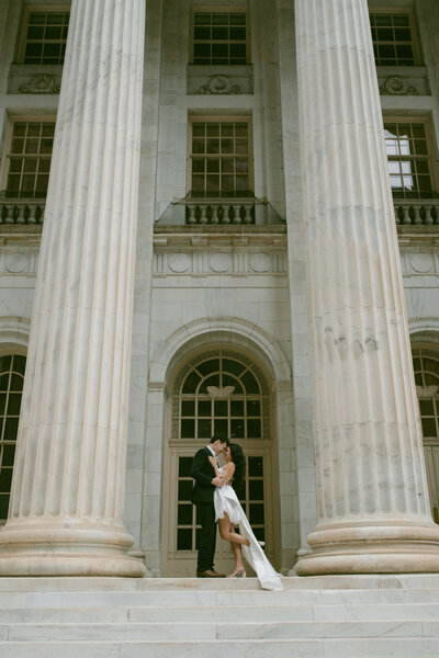 Bride and groom at courthouse