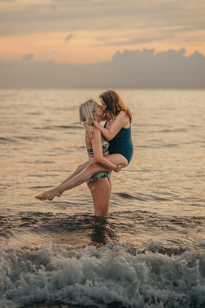 Female couple on beach