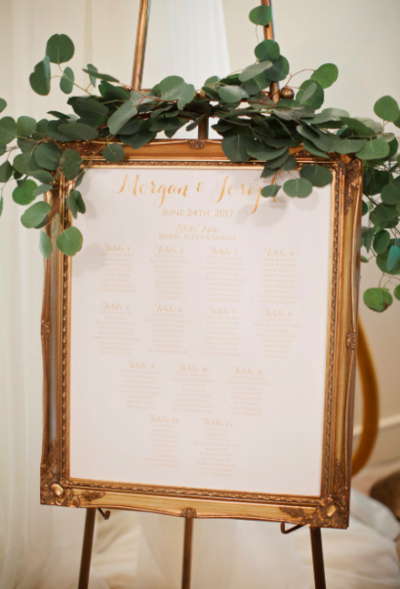 seating chart gold frame