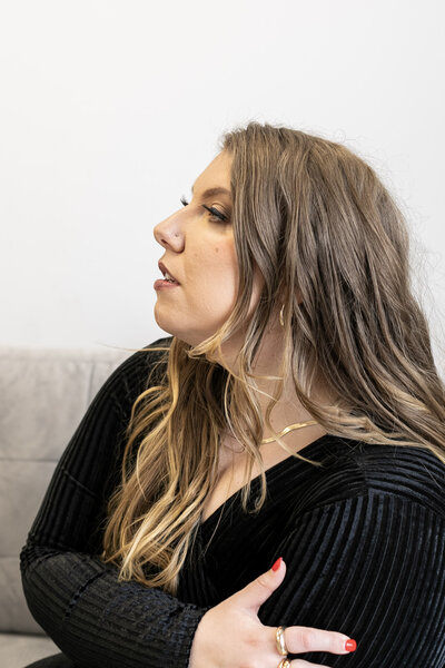 Ashleigh Henry, coach and founder, photographed in Asheville in black ballgown — guiding women through the quiet unraveling of post-success life.