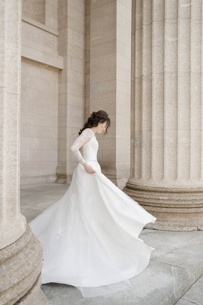 bride twirling in Winnipeg