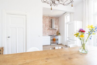 Herenhuis keuken stenen muur