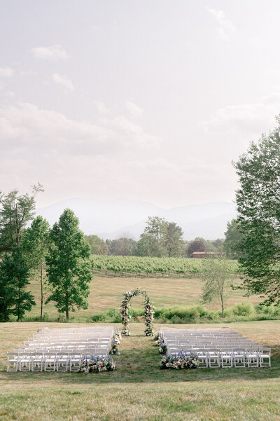 Photo of a Veritas vineyard wedding ceremony site.
