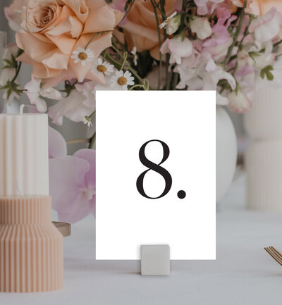 Orange rounded corner table numbers