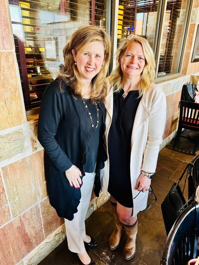 Smiling networking women