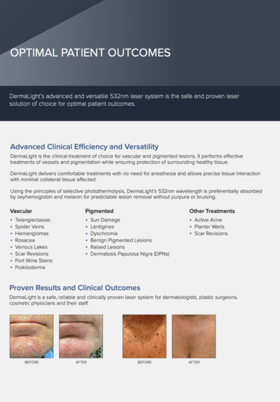 DermalLight LED system brochure for acne, pigmentation, and skin rejuvenation