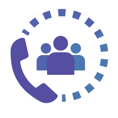Resupply Team Logo in purple imagery of 3 bodies inside  a circle next to a phone