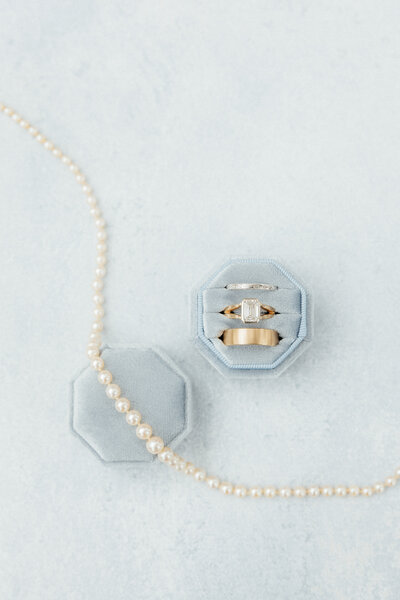 A bride holding her bouquet.