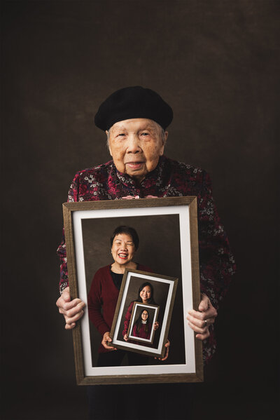 Multi-generational family portrait in studio — luxury fine art photography in Marin County