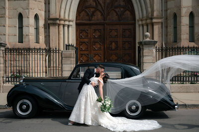 couple with classic car