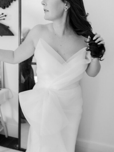 bride getting ready wedding dress close up