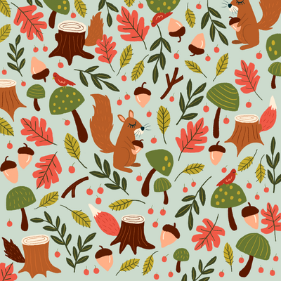 Fall squirrel pattern designed by Jen Pace Duran of Pace Creative Design Studio
