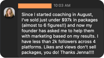 Testimonials highlighting Jenna Harding’s expertise as a marketing speaker