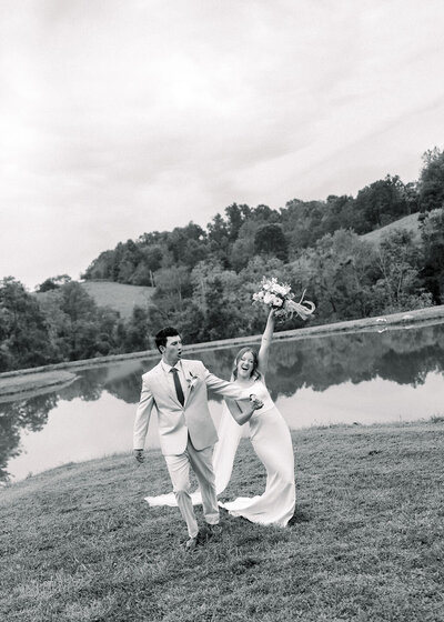 Wedding in black and white sharing the moment between a local florist getting married to the love of their life in NC.