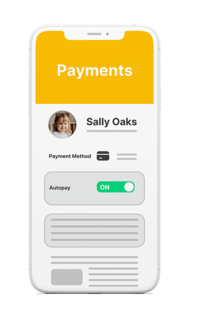 Payments screen on mobile app for daycare software.