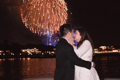Fireworks surprise proposal at Disney by top engagement photographer