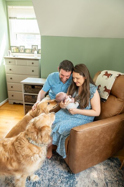 newborn photography session holding baby